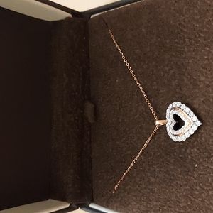 Gold Heart Pendant with Chain 1/6 CT TW 10k Gold 17" chain
